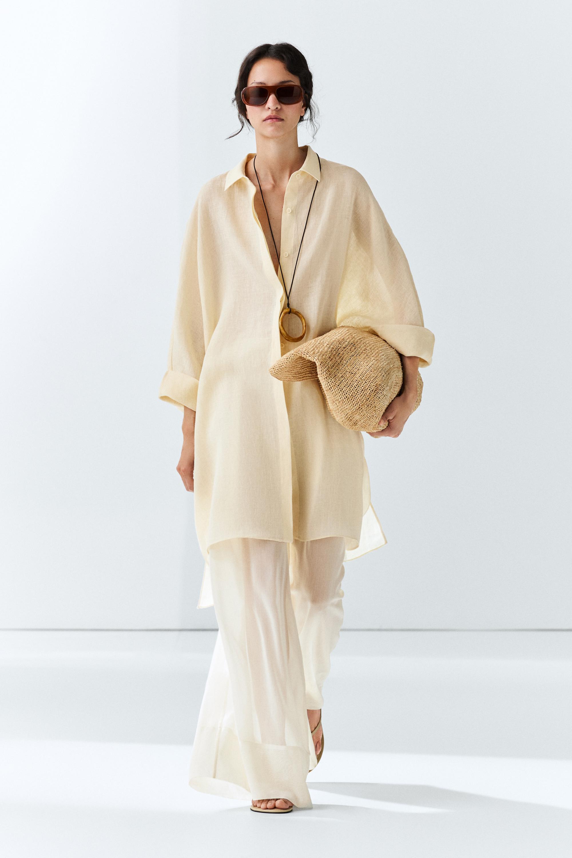 Robe chemise courte 100 % lin